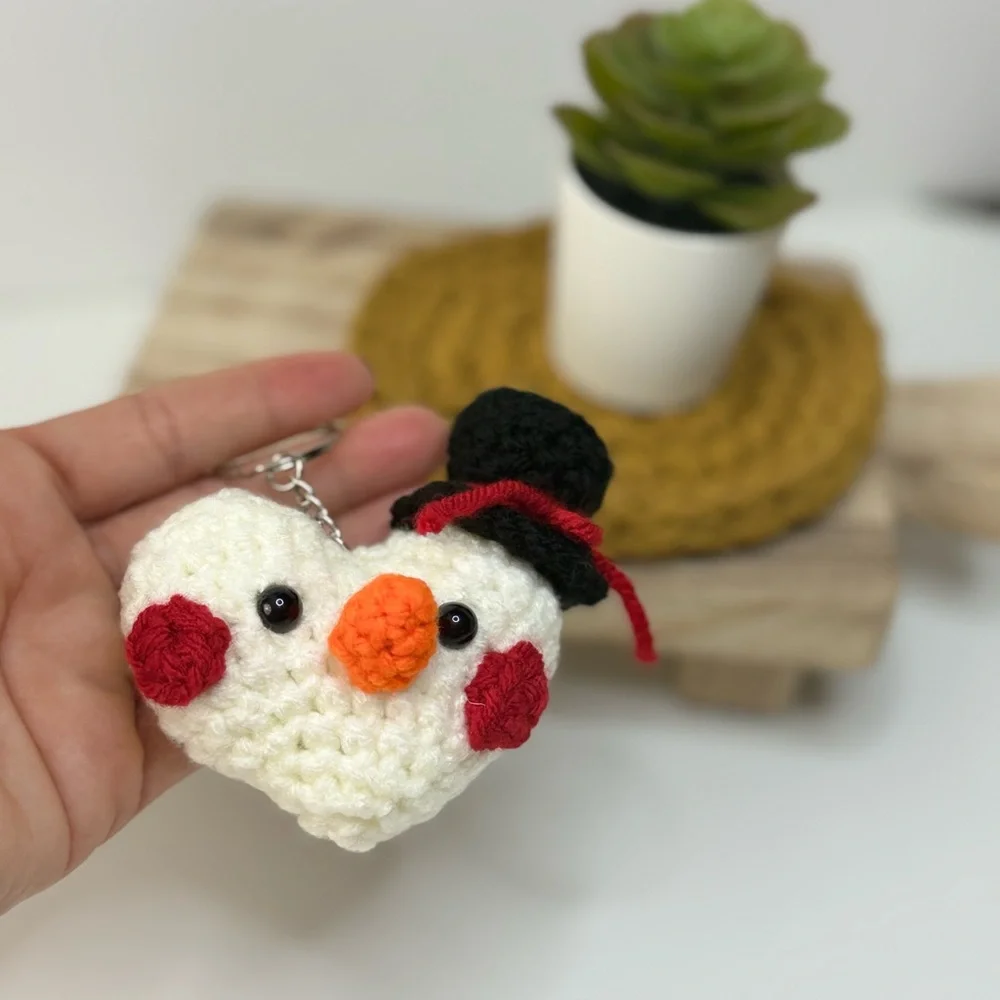 Snowman Amigurumi Keychain Key Charm Ornament Crochet